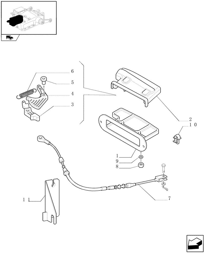 Схема запчастей Case IH FARMALL 90 - (1.82.5[03]) - LIFT CONTROLS - LEVERS AND FLEXIBLE CABLE - C6492 (07) - HYDRAULIC SYSTEM