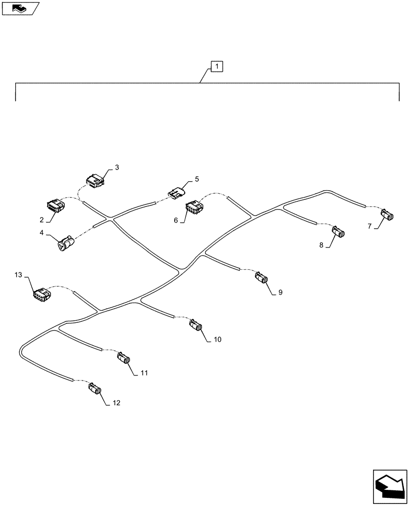 Схема запчастей Case IH 1235 - (55.100.AI[04]) - SEED SENSOR HARNESS 12 ROW 30"CENTER (55) - ELECTRICAL SYSTEMS