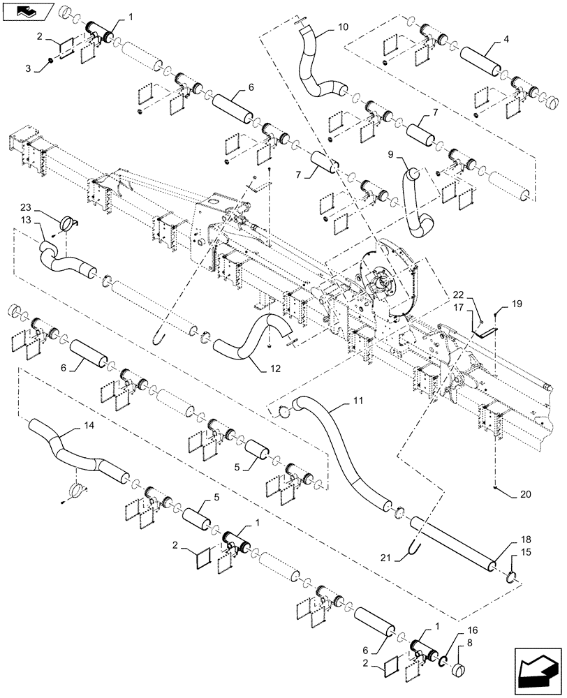 Схема запчастей Case IH 1235 - (79.103.AA[07]) - VACUUM HOSE SYSTEM 16 ROW 30" (79) - PLANTING