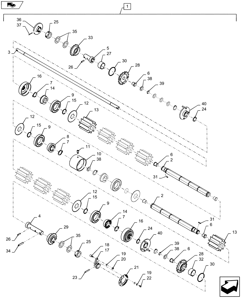 Схема запчастей Case IH 3430 - (75.100.20[01]) - HALF WIDTH SECTION CONTROL METER ROLLERS (75) - SOIL PREPARATION