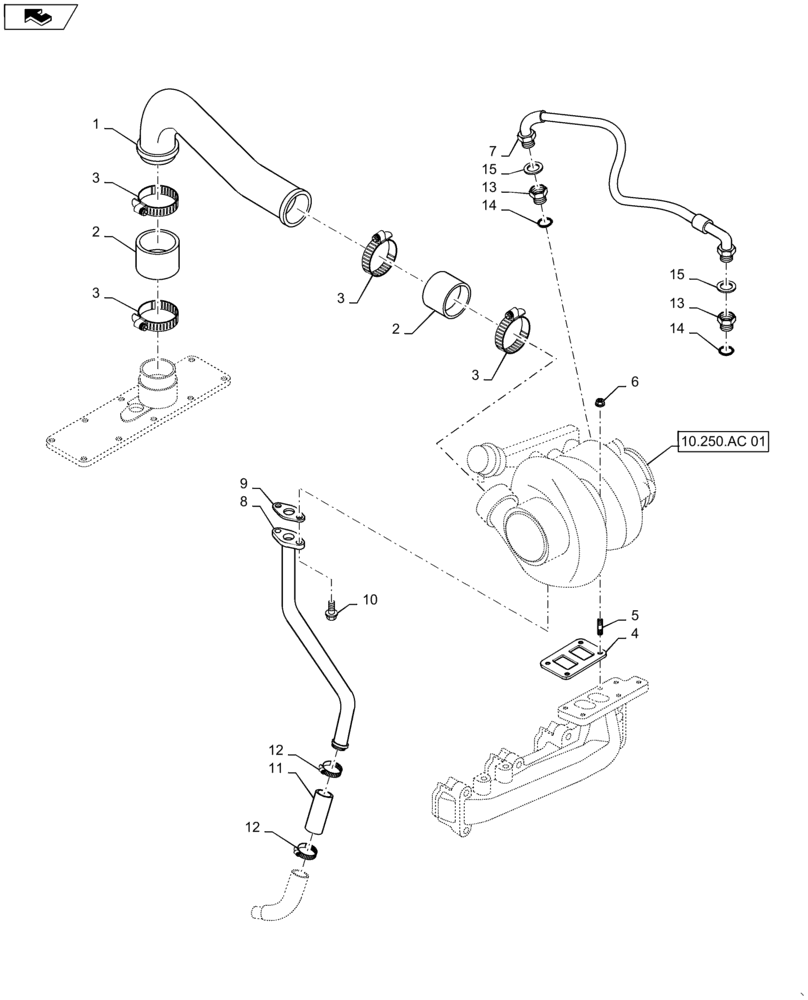 Схема запчастей Case IH RP85 - (10.250.AE[01]) - TURBOCHARGER & RELATED PARTS (10) - ENGINE