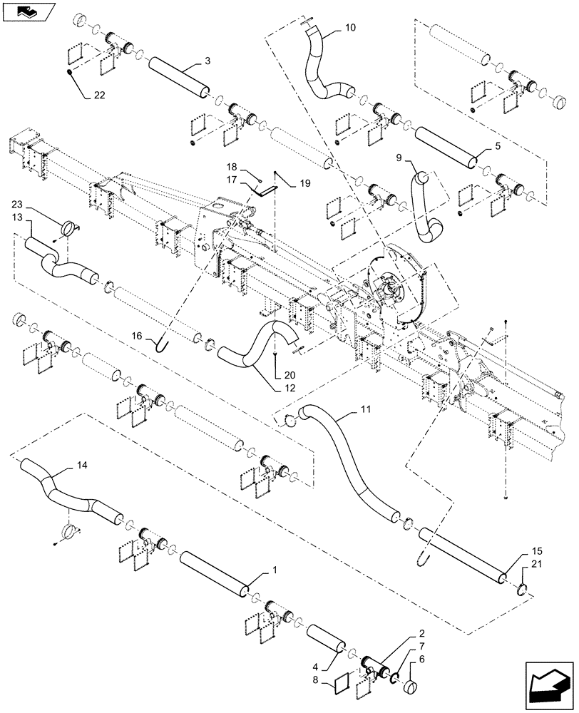 Схема запчастей Case IH 1235 - (79.103.AA[06]) - VACUUM HOSE SYSTEM 12 ROW 40" (79) - PLANTING