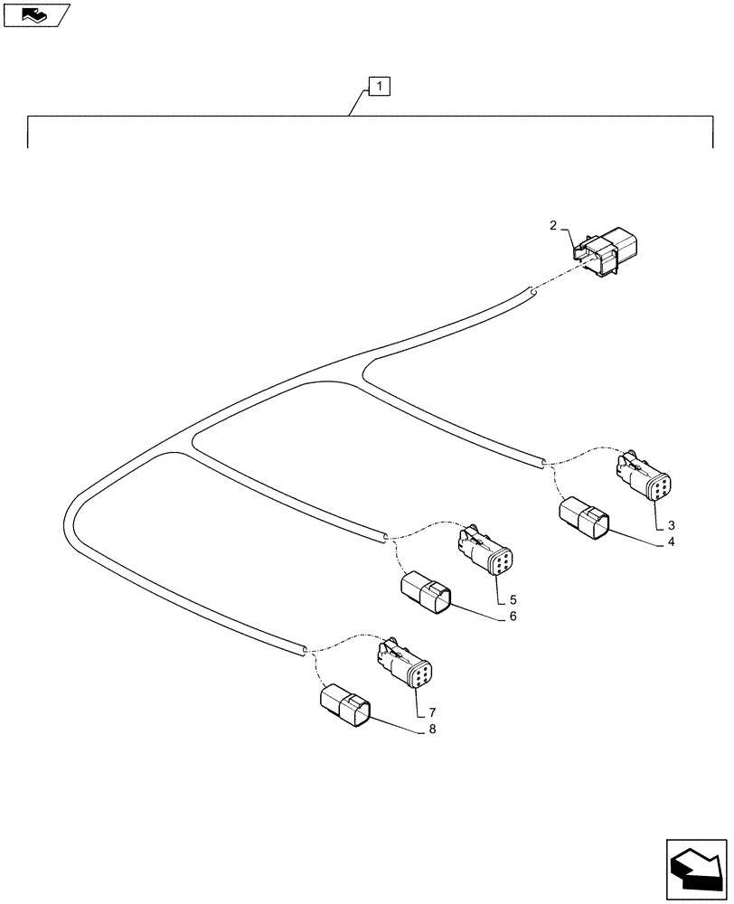 Схема запчастей Case IH 1235 - (55.516.AE[06]) - HARNESS CABLE DRIVE ROW UNIT ELECTRIC CLUTCH WINGS FOR 12 ROW 36",38",40" (55) - ELECTRICAL SYSTEMS