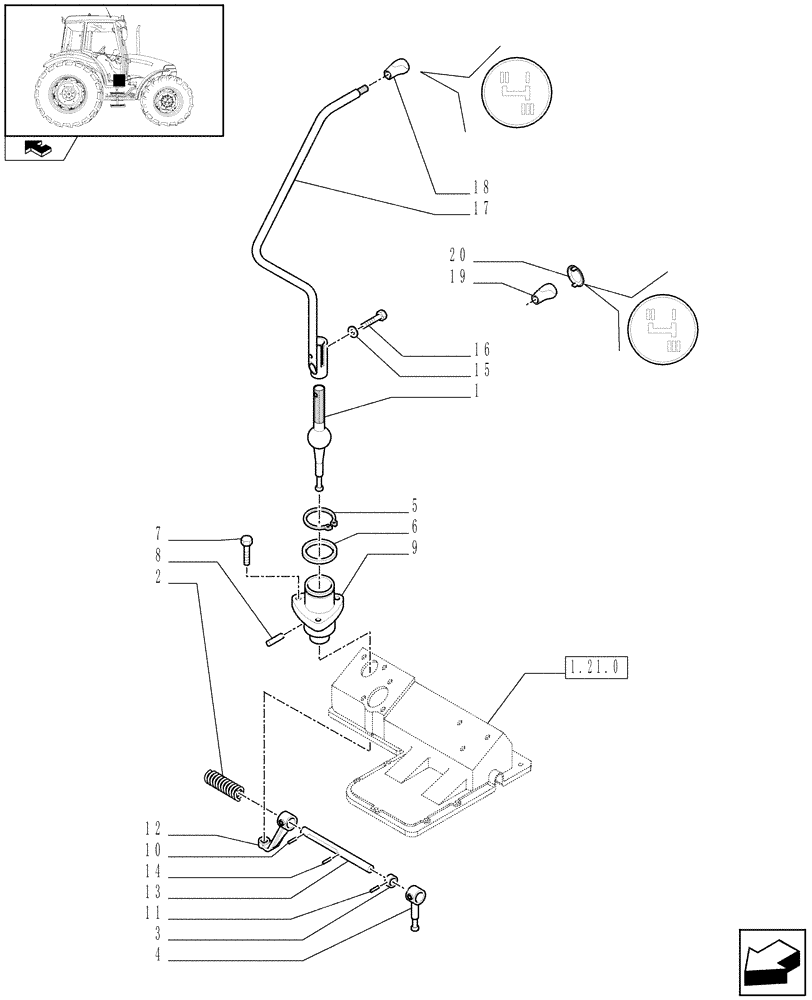 Схема запчастей Case IH FARMALL 90 - (1.32.2[01]) - CENTRAL REDUCTION GEARS CONTROLS (03) - TRANSMISSION