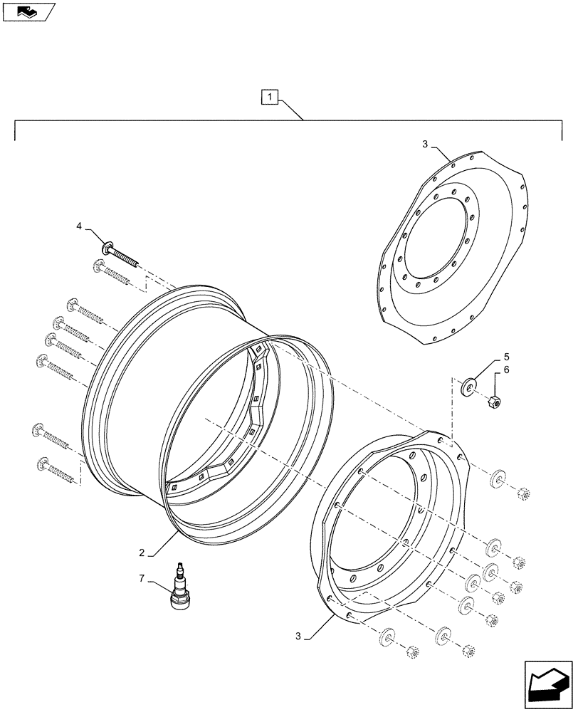 Схема запчастей Case IH MAGNUM 315 - (44.511.AE[02]) - FRONT WHEEL ASSY, MFD, 12 BOLT HUB (44) - WHEELS