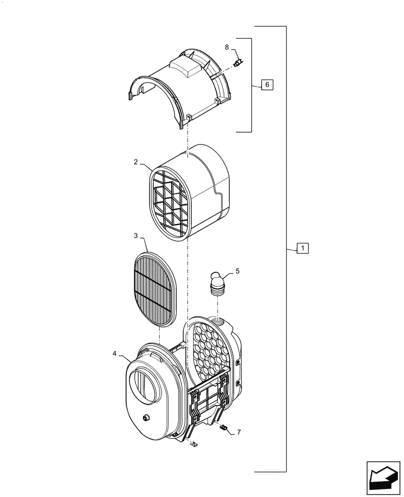 Схема запчастей Case IH STEIGER 370 - (10.202.AB[01]) - AIR CLEANER ASSY, 370 (10) - ENGINE