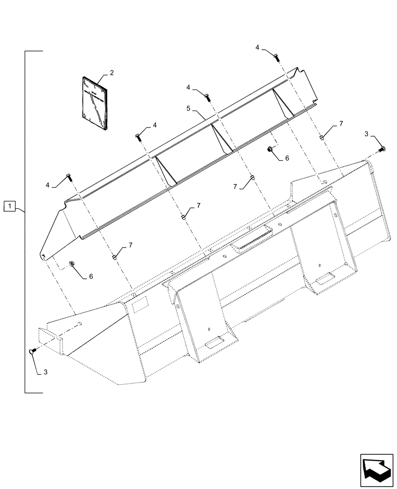 Схема запчастей Case IH TR270 - (82.300.AN[06]) - BUCKET SPILL GUARD, 66" BUCKET (82) - FRONT LOADER & BUCKET