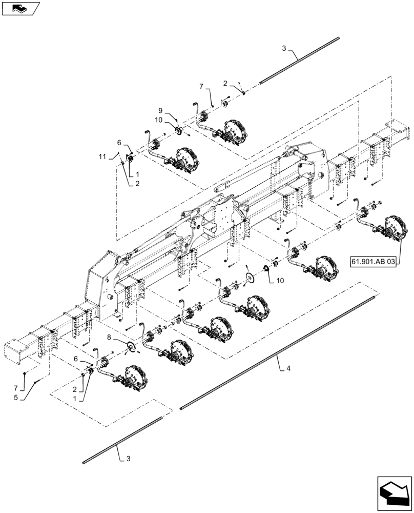 Схема запчастей Case IH 1235 - (61.901.AF[06]) - METER DRIVE SHAFT WITH CABLE FOR 8 ROW 38",40" (61) - METERING SYSTEM