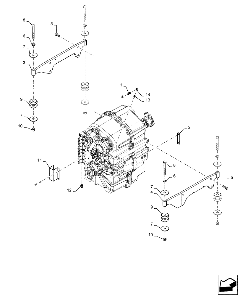 Схема запчастей Case IH QUADTRAC 540 - (21.113.AD[01]) - TRANSMISSION MOUNTING, 8.5C, 470, 500 HD, 540 HD, BSN ZFF308000 (21) - TRANSMISSION