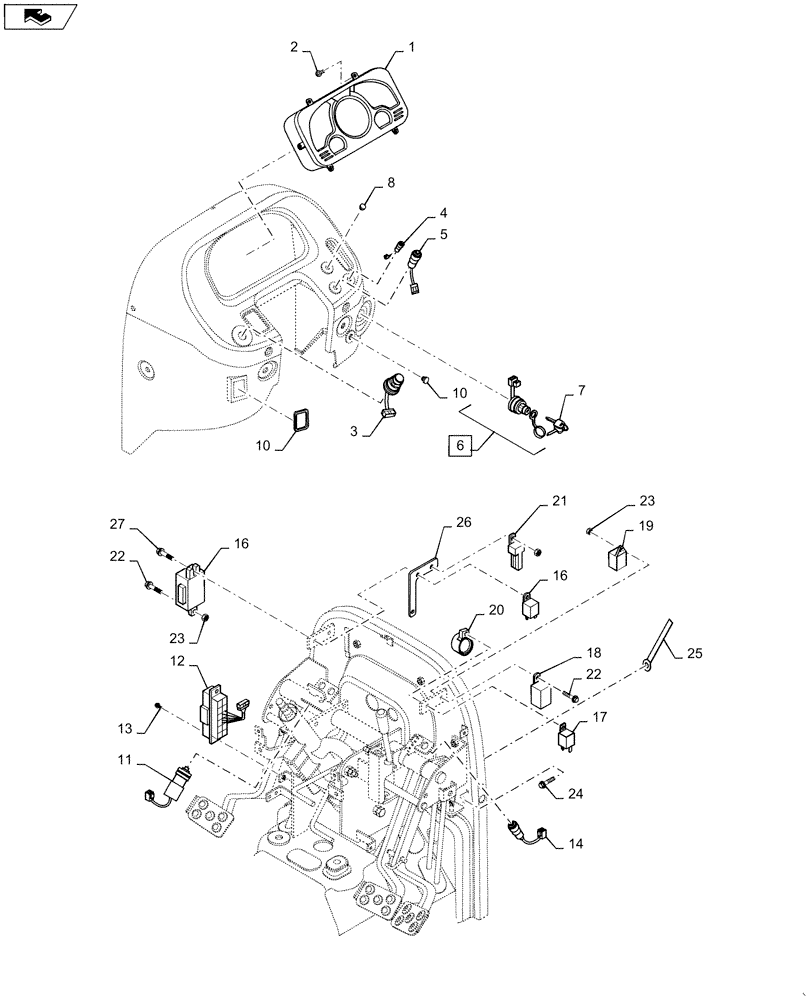 Схема запчастей Case IH FARMALL 30B - (55.418.01[02]) - INSTRUMENT PANEL, GEARSHIFT ( USED ON & AFTER 04/01/2012 ) (55) - ELECTRICAL SYSTEMS