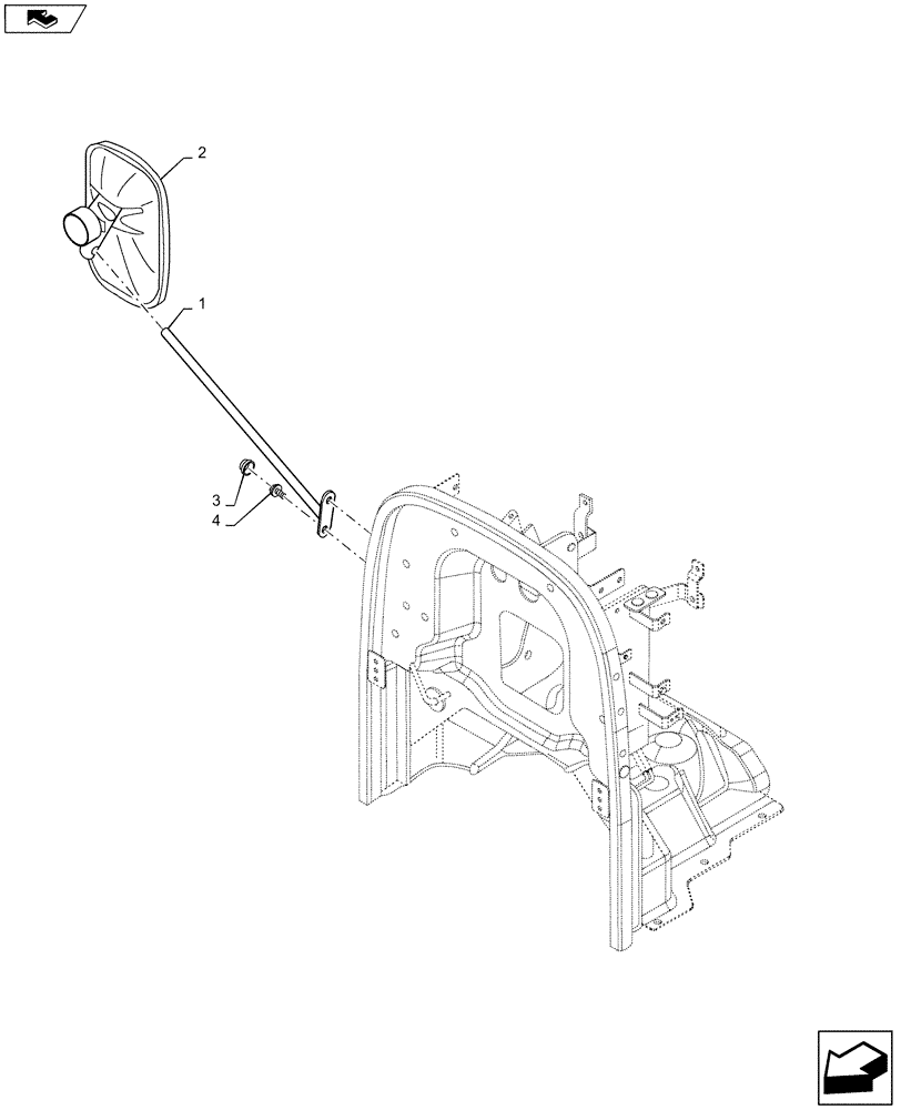 Схема запчастей Case IH FARMALL 35B - (88.090.11) - DIA KIT, TRACTOR, REAR VIEW MIRROR (88) - ACCESSORIES