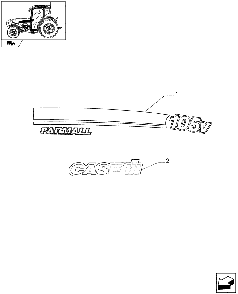 Схема запчастей Case IH FARMALL 105V - (1.98.2/04) - MODEL IDENTIFICATION DECALS (VAR.332004-332006) (13) - DECALS