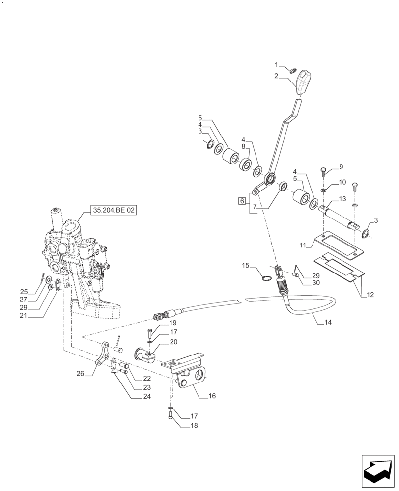 Схема запчастей Case IH FARMALL 110A - (35.204.BL[07]) - REMOTE CONTROL VALVE, 1 CONTROL LEVER, CAB - AFTER SN: CF01573M (35) - HYDRAULIC SYSTEMS