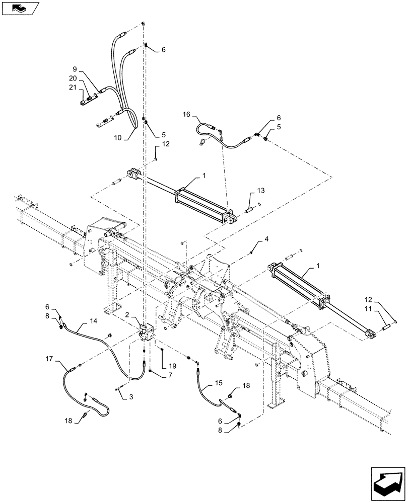 Схема запчастей Case IH 1235 - (35.560.AA[01]) - HYDRAULICS TOOL BAR FOLD FOR 8 ROW 38",40" (35) - HYDRAULIC SYSTEMS