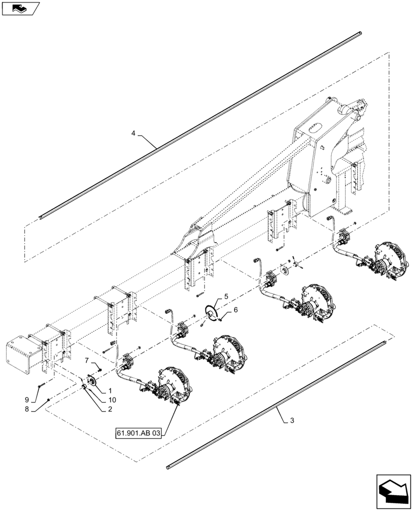 Схема запчастей Case IH 1235 - (61.901.AF[10]) - METER DRIVE SHAFT WITH CABLE FOR 16 ROW 30" (61) - METERING SYSTEM