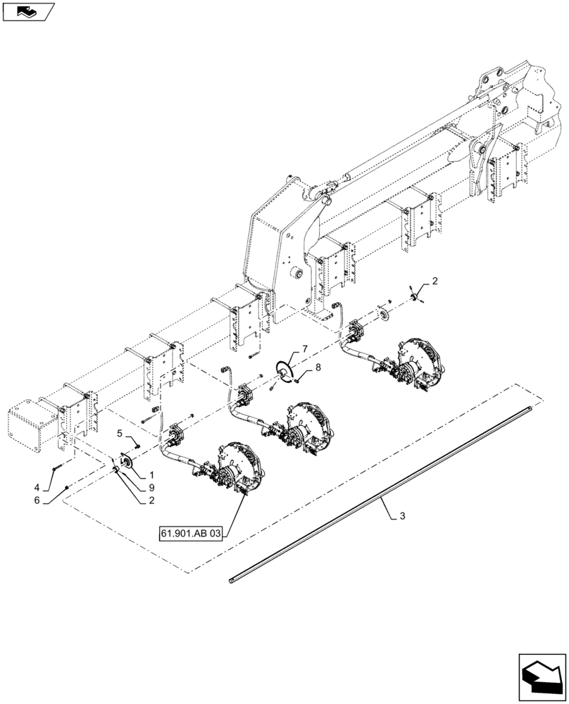 Схема запчастей Case IH 1235 - (61.901.AF[07]) - METER DRIVE SHAFT WITH CABLE FOR 12 ROW 30" (61) - METERING SYSTEM