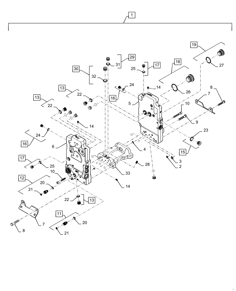 Схема запчастей Case IH QUADTRAC 580 - (35.204.BE[19]) - AUXILIARY CONTROL VALVE MANIFOLD (35) - HYDRAULIC SYSTEMS