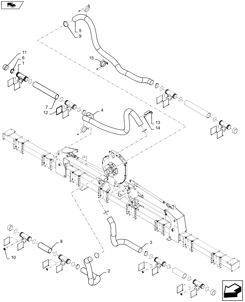 Схема запчастей Case IH 1235 - (79.103.AA[02]) - VACUUM HOSE SYSTEM 8 ROW 40" (79) - PLANTING