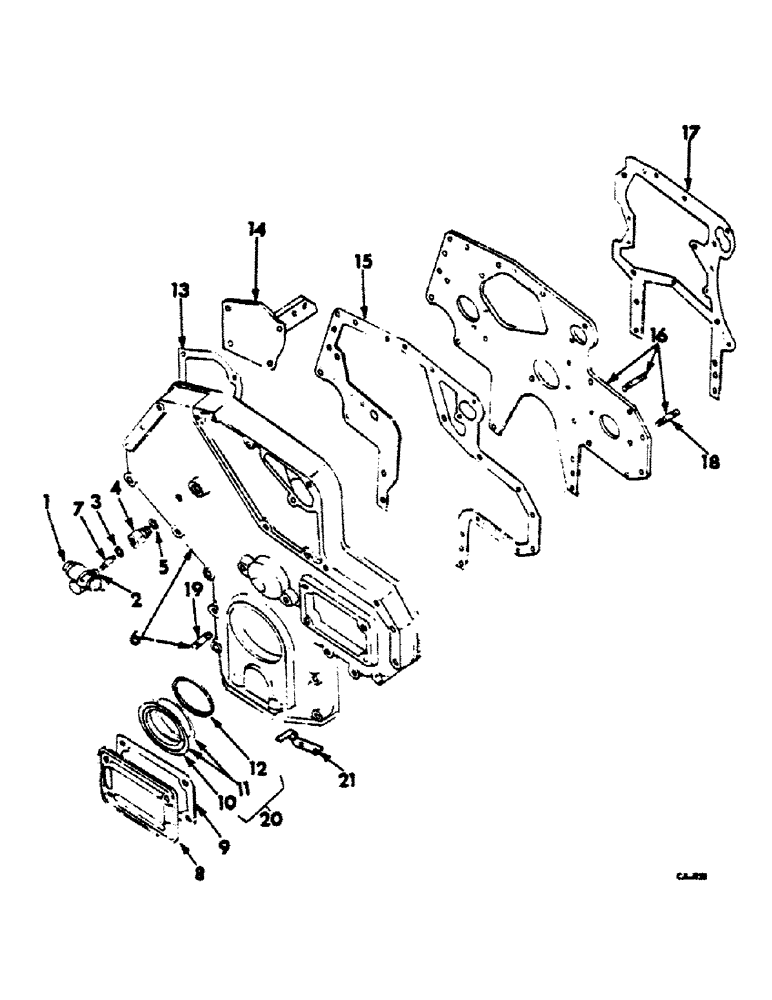 Схема запчастей Case IH 474 - (12-18) - CRANKCASE FRONT COVER AND RELATED PARTS Power