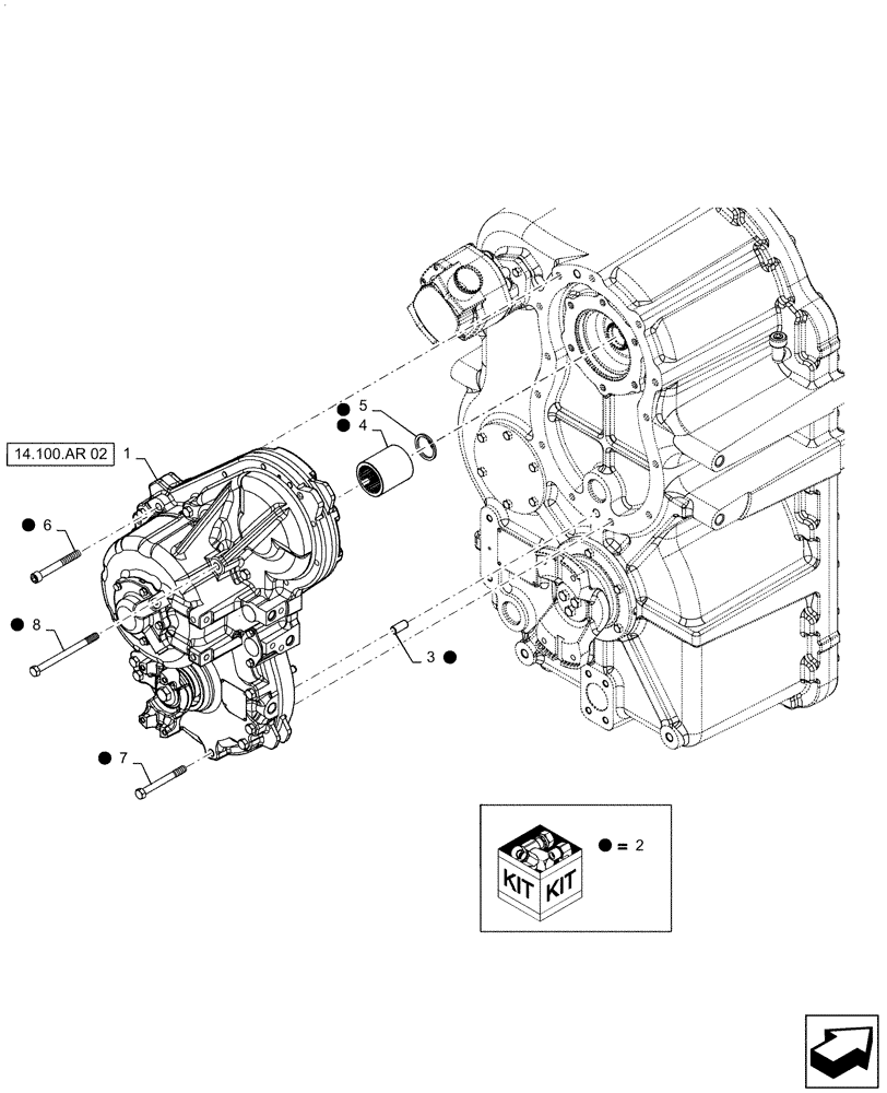 Схема запчастей Case IH QUADTRAC 540 - (14.100.AR[01]) - VAR - 420601 - PARALLEL FLOW HYDRAULIC PUMP DRIVE, W/ PTO (14) - MAIN GEARBOX & DRIVE