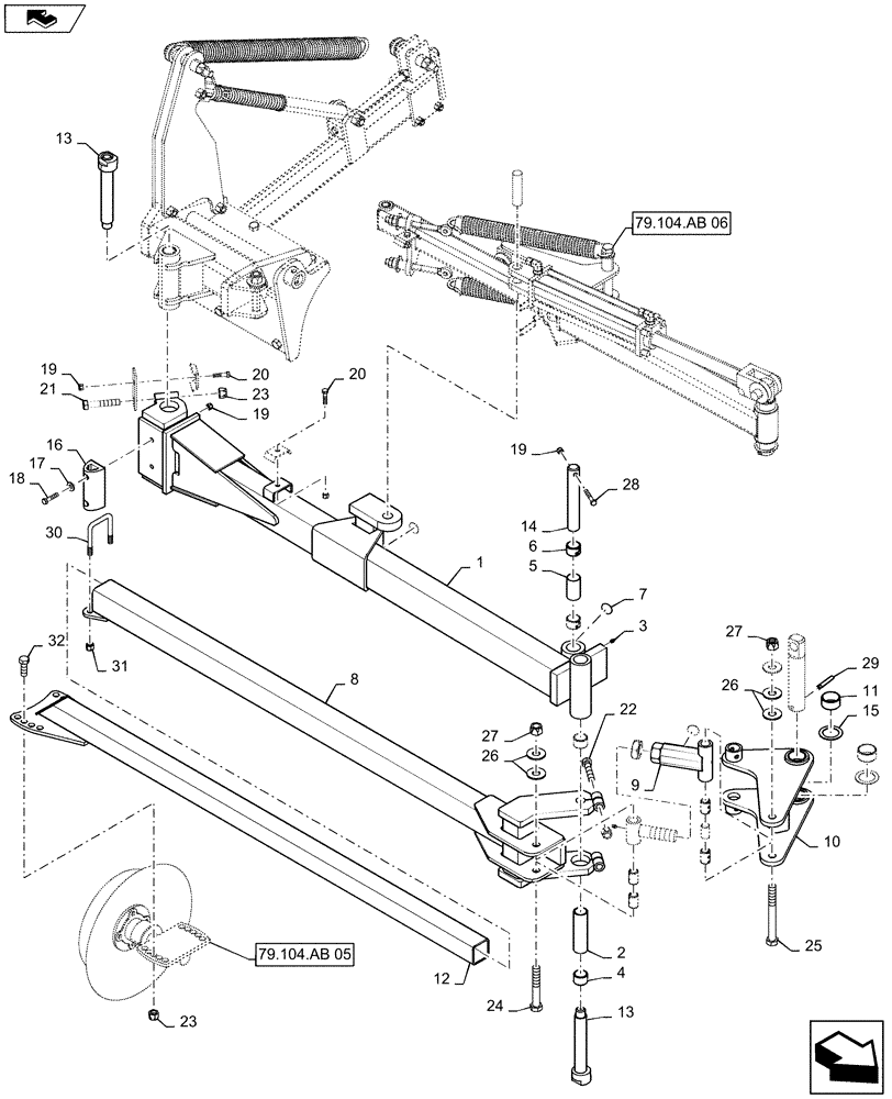 Схема запчастей Case IH 1235 - (79.104.AB[07]) - MARKER ARM INNER LEFT FOR 8 ROW38",40" AND 12 ROW 30" (79) - PLANTING