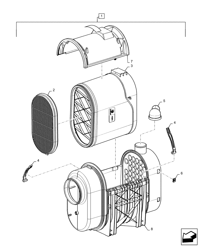 Схема запчастей Case IH QUADTRAC 500 - (10.202.AB[02]) - AIR CLEANER ASSY, 400, 420, 450, 470, 500 (10) - ENGINE