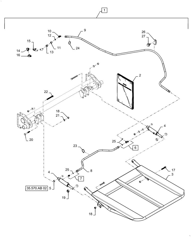 Схема запчастей Case IH RB565 - (88.100.70[02]) - DIA KIT, HYDRAULIC BALE RAMP (88) - ACCESSORIES