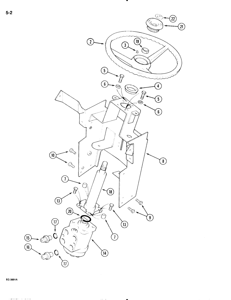 Схема запчастей Case IH 595 - (5-02) - STEERING WHEEL, SUPPORT AND VALVE, TRACTOR WITHOUT CAB (05) - STEERING