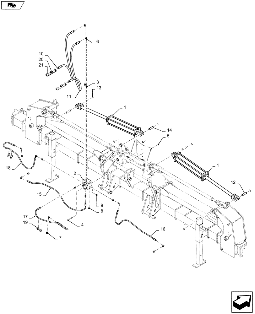 Схема запчастей Case IH 1235 - (35.560.AA[02]) - HYDRAULICS TOOL BAR FOLD FOR 12 ROW 30" (35) - HYDRAULIC SYSTEMS