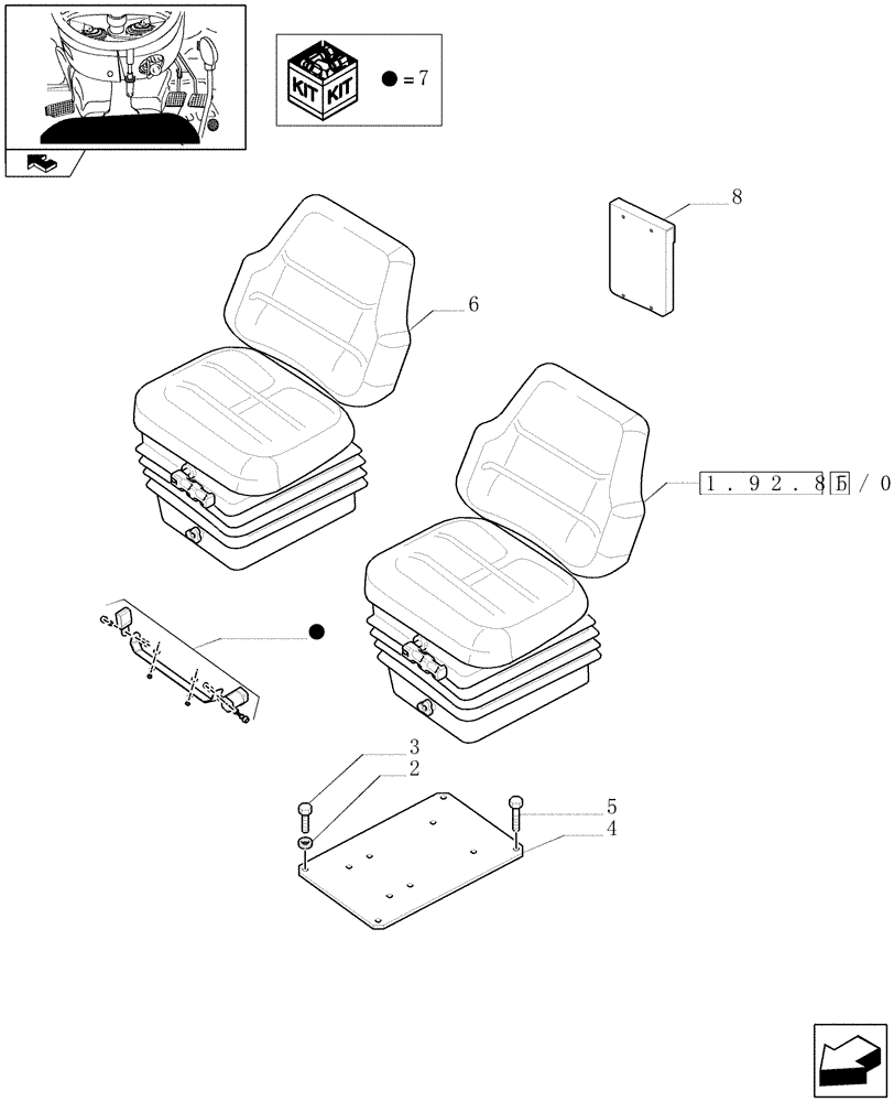 Схема запчастей Case IH FARMALL 75C - (1.92.85/07) - FABRIC SEAT WITH RETRACTABLE BELTS AND SAFETY SWITCH - W/CAB (VAR.330963) (10) - OPERATORS PLATFORM/CAB