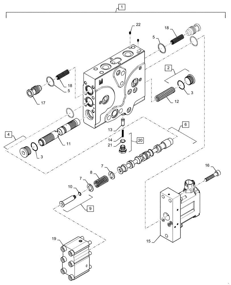 Схема запчастей Case IH QUADTRAC 620 - (35.204.BE[17]) - MAIN VALVE (35) - HYDRAULIC SYSTEMS