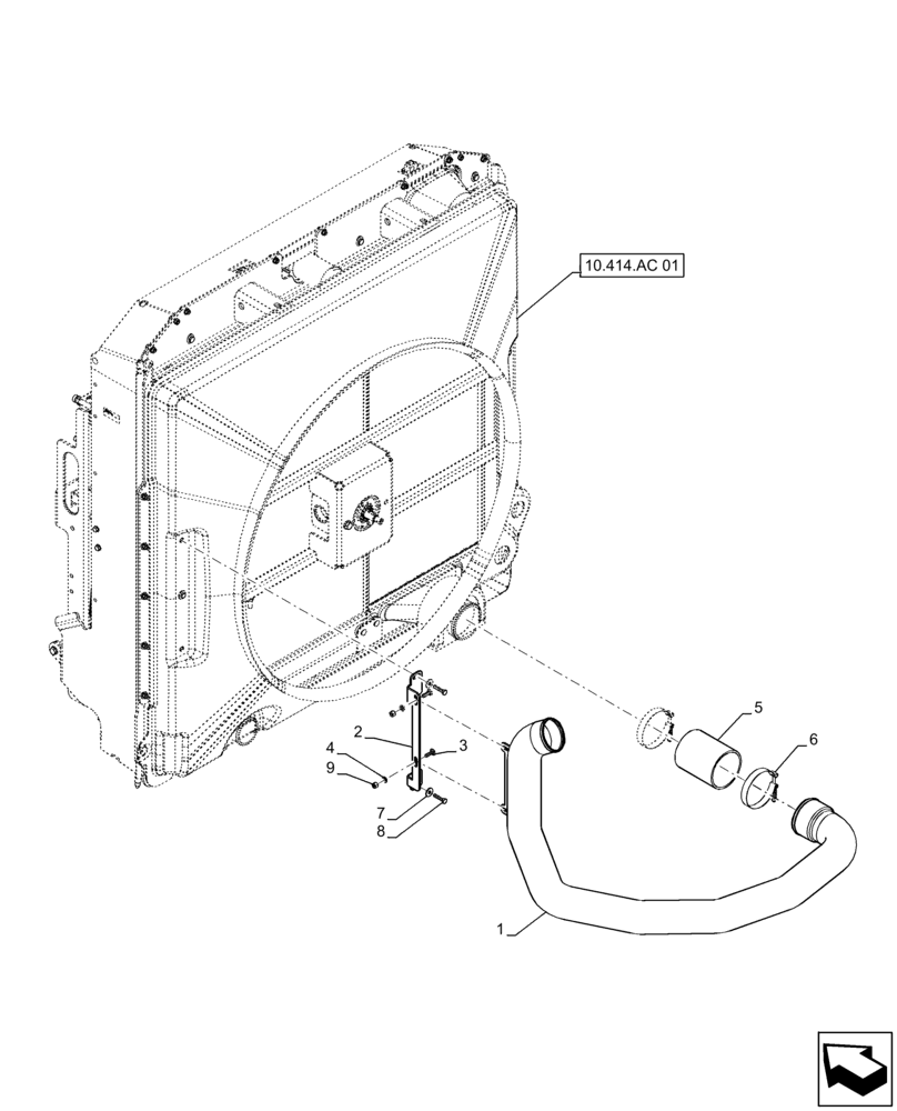 Схема запчастей Case IH QUADTRAC 470 - (10.310.AD[01]) - CHARGE AIR COOLER LINE, TO INTAKE MANIFOLD - 470, 500 TIER 4B (10) - ENGINE