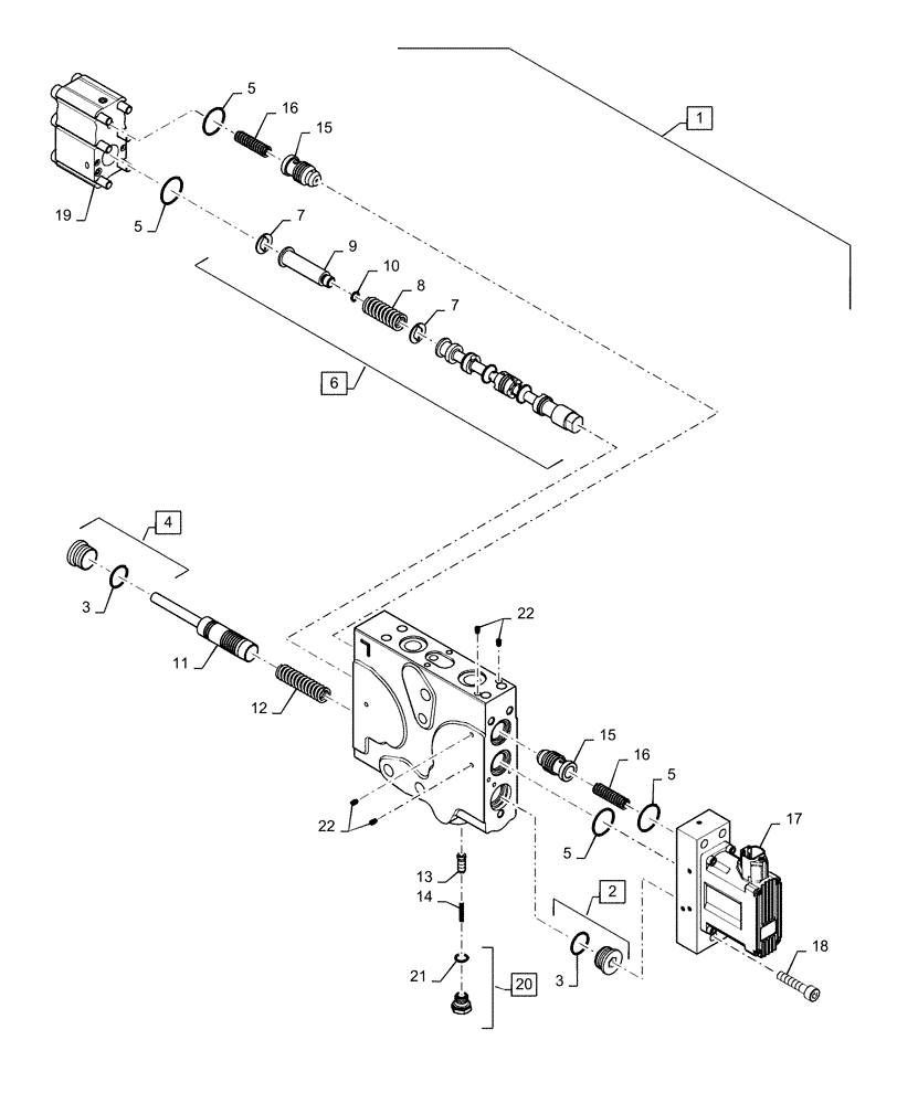 Схема запчастей Case IH STEIGER 470 - (35.204.BE[21]) - RH END VALVE, 3/4" COUPLING (35) - HYDRAULIC SYSTEMS