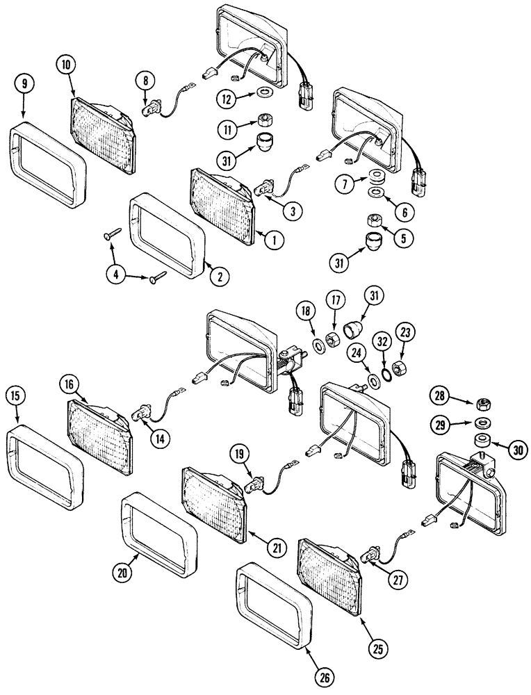 Схема запчастей Case IH 5220 - (4-56) - LIGHTS, FLOOD (04) - ELECTRICAL SYSTEMS