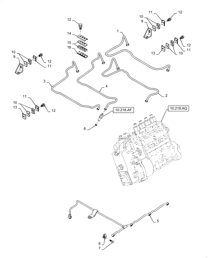 Схема запчастей Case IH RP85 - (10.218.AE[01]) - FUEL INJECTOR, LINES (10) - ENGINE