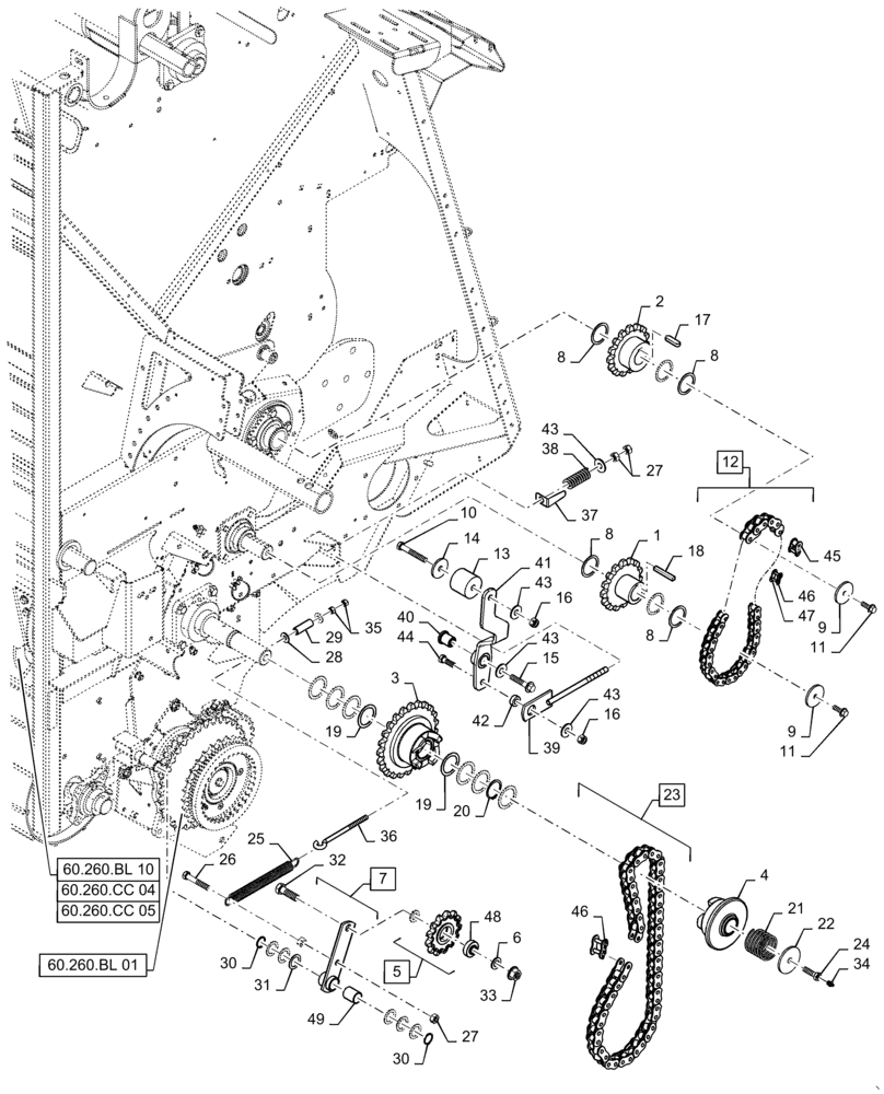 Схема запчастей Case IH RB465 - (60.260.BL[02]) - ROTOR, DRIVE, RH (60) - PRODUCT FEEDING