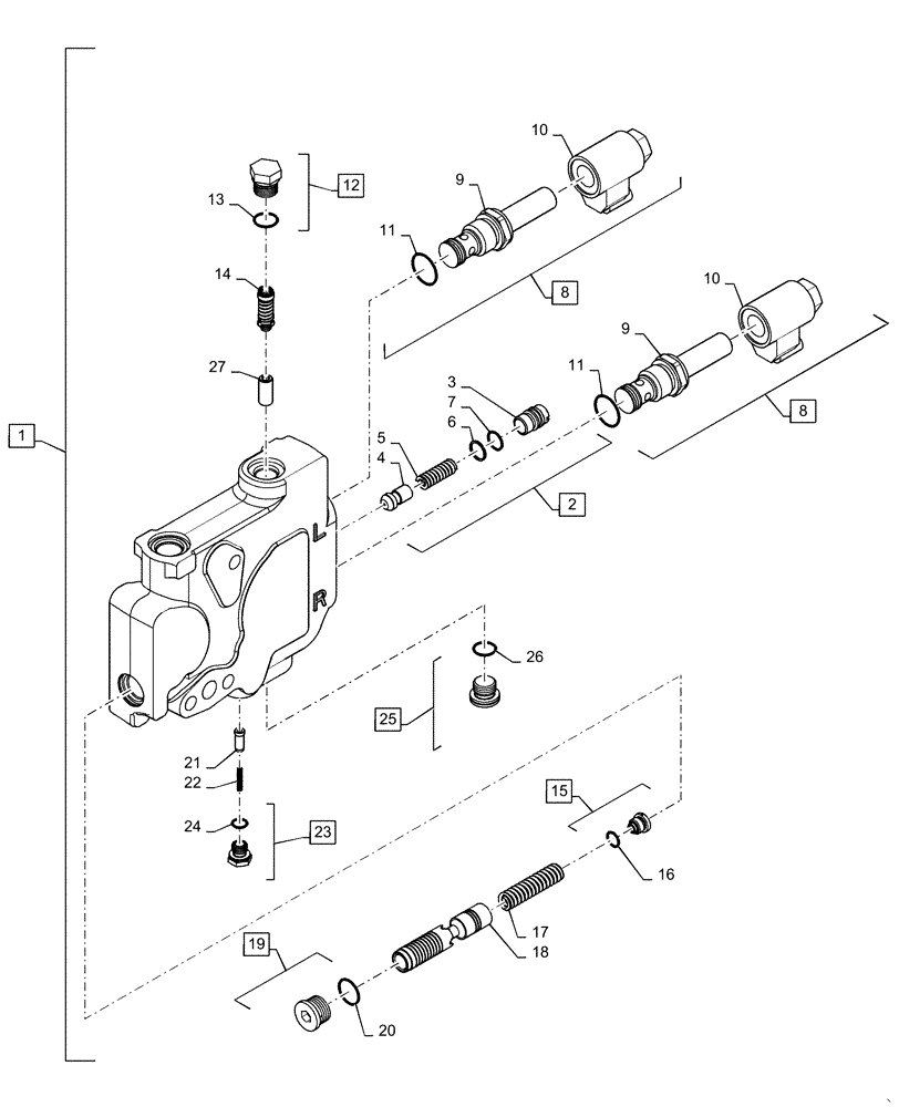 Схема запчастей Case IH STEIGER 370 - (35.204.BE[22]) - 3 POINT HITCH VALVE (35) - HYDRAULIC SYSTEMS