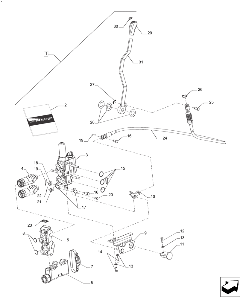 Схема запчастей Case IH FARMALL 140A - (88.100.35[06]) - DIA KIT, TRACTOR, VALVE, ROPS, FROM 1 TO 2 BODIES, AFTER SN: CF01573M (88) - ACCESSORIES