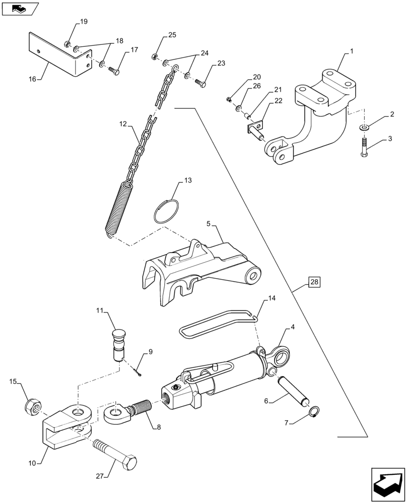 Схема запчастей Case IH MAGNUM 250 - (37.120.AF[03]) - HITCH, STABILIZER & BRACKET (37) - HITCHES, DRAWBARS & IMPLEMENT COUPLINGS