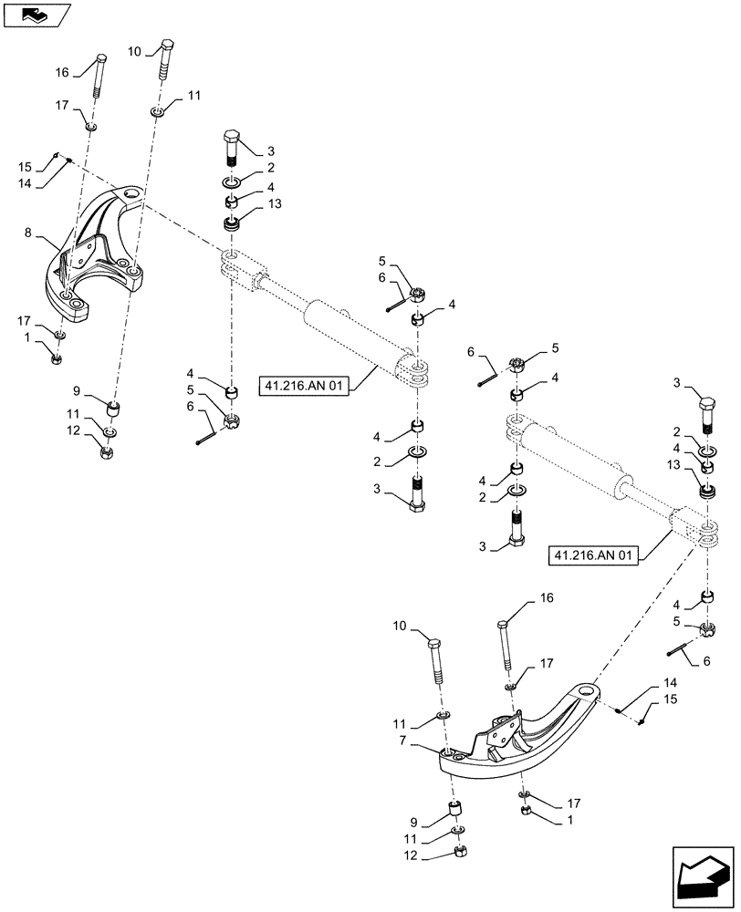 Схема запчастей Case IH 2240 - (41.106.AB[01]) - STEERING ARM (41) - STEERING