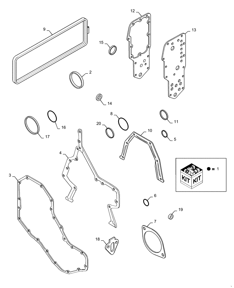 Схема запчастей Case IH RP65 - (10.101.AA[03]) - GASKET KIT (10) - ENGINE