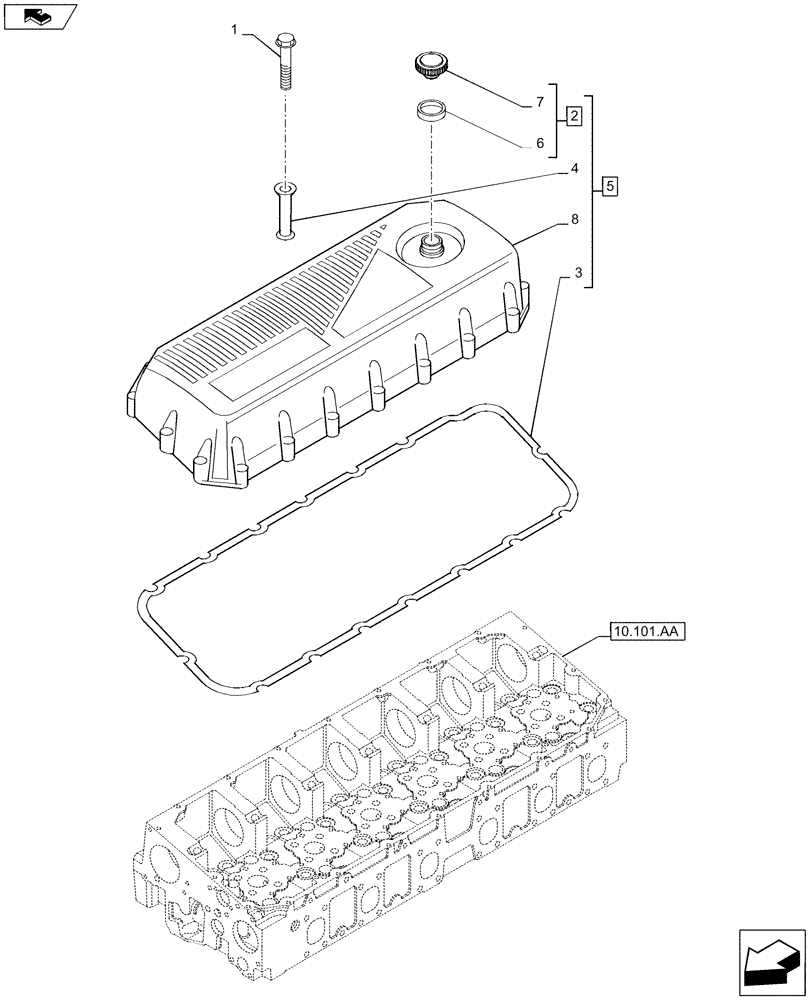 Схема запчастей Case IH F2CFA613C G001 - (10.101.AB) - CYLINDER HEAD, COVER (10) - ENGINE