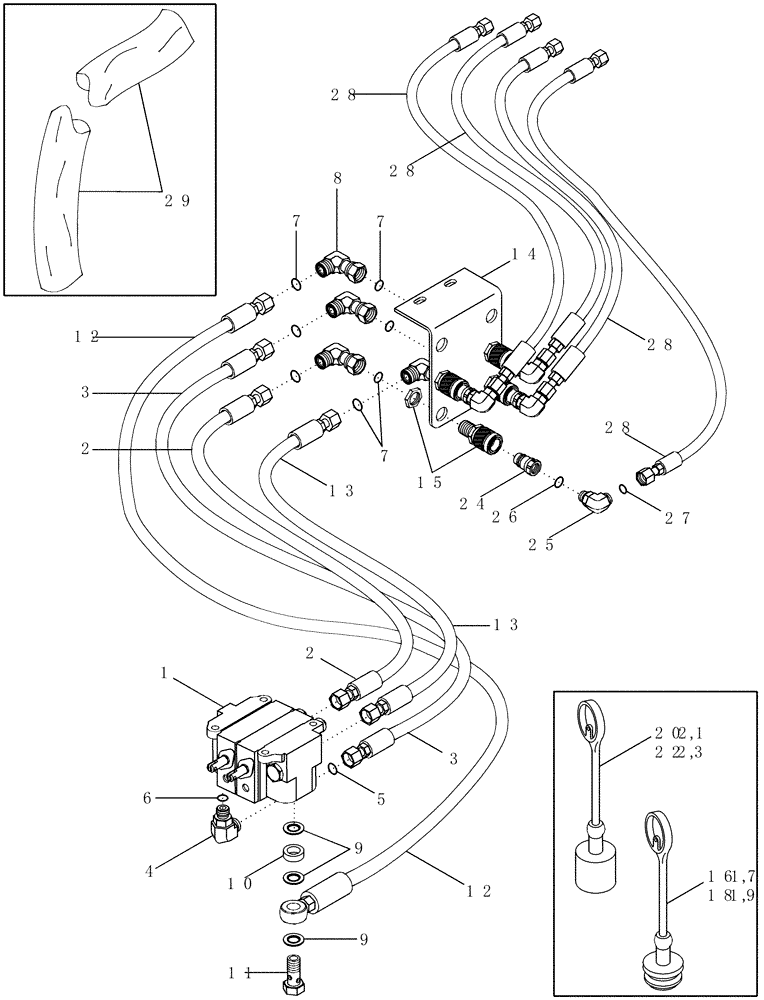 Схема запчастей Case IH LX162 - (08-03) - HYDRAULICS - 2 FUNCTION STANDARD QUICK COUPLER (08) - HYDRAULICS