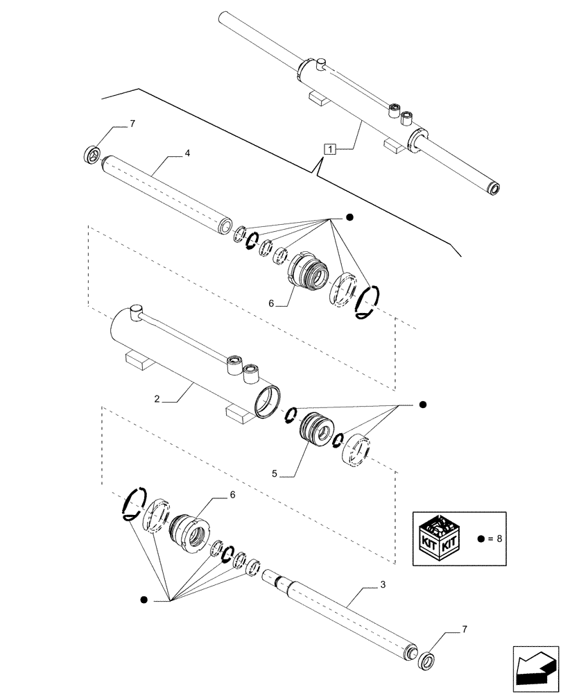 Схема запчастей Case IH A8800 - (35.565.AC[02]) - HYDRAULIC CYLINDER (35) - HYDRAULIC SYSTEMS