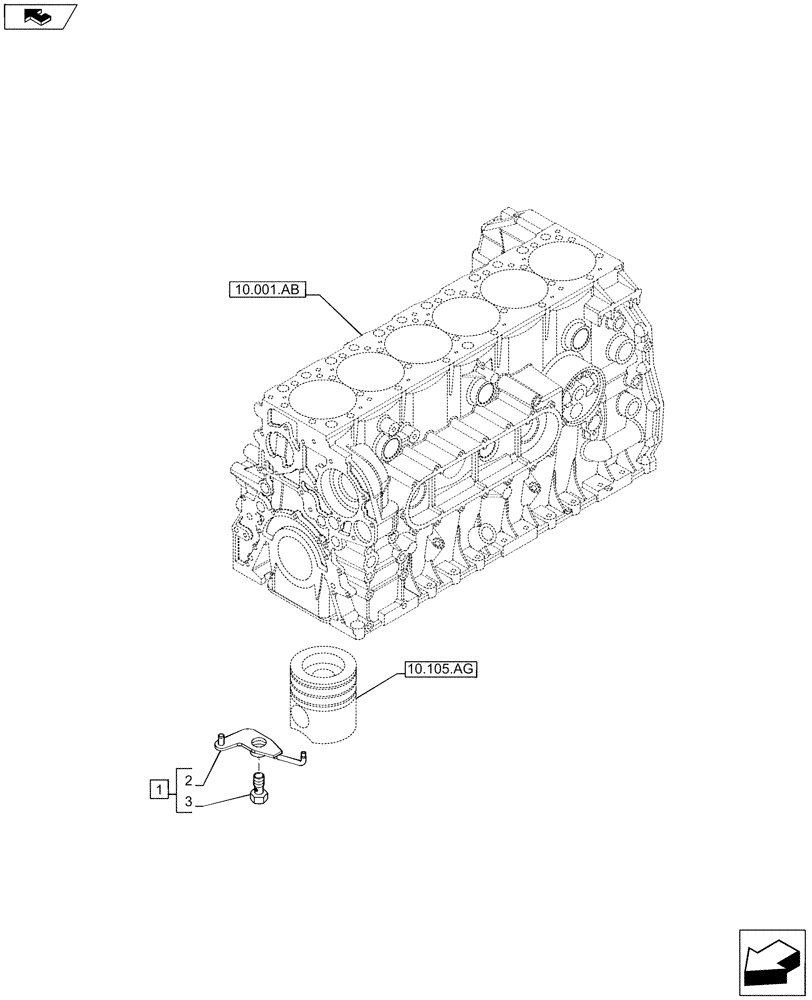 Схема запчастей Case IH F2CFE613A B004 - (10.304.AR) - PISTON COOLING NOZZLE (10) - ENGINE