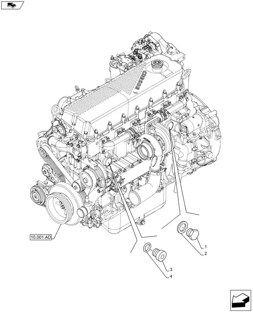 Схема запчастей Case IH F2CFA613C G001 - (10.408.AA) - OIL COOLER, SUPPLY, CONNECTING (10) - ENGINE