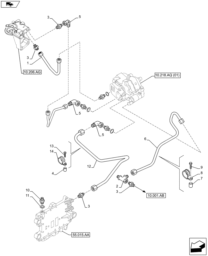 Схема запчастей Case IH F2CFA613B G001 - (10.210.AF) - FUEL LINE (10) - ENGINE