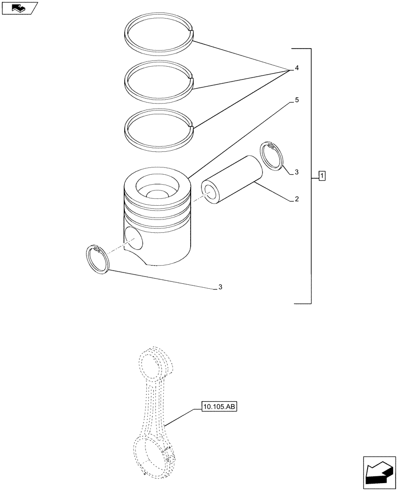 Схема запчастей Case IH F2CFE613A B005 - (10.105.AG) - PISTONS (10) - ENGINE