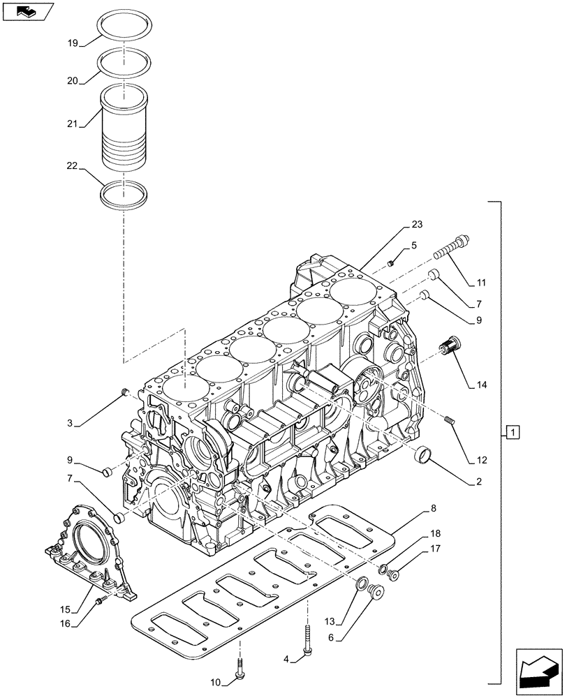 Схема запчастей Case IH F2CFA613B G001 - (10.001.AB) - CRANKCASE (10) - ENGINE