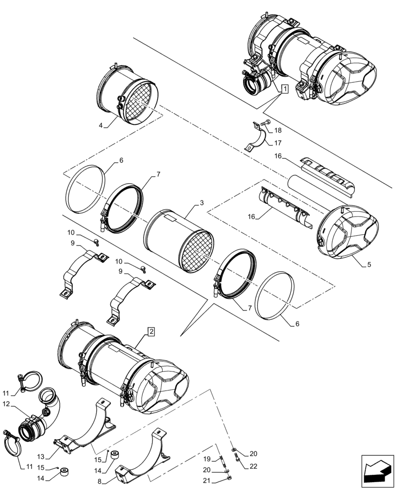 Схема запчастей Case IH FARMALL 95C - (10.254.AI[02]) - VAR - 391151, 743544, 743545 - EXHAUST SYSTEM, MUFFLER, COMPONENTS (10) - ENGINE